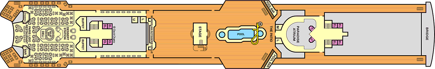 Планы палуб Carnival Paradise: Палуба 10 Lido