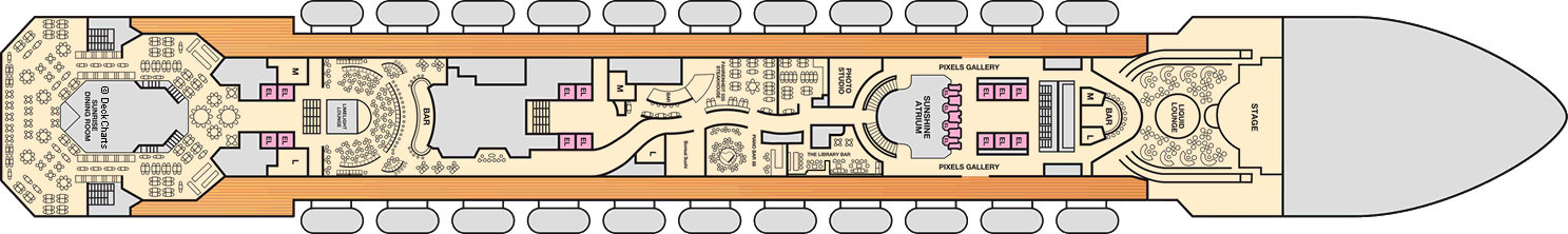 Планы палуб Carnival Sunshine: Палуба 4 Mezzanine