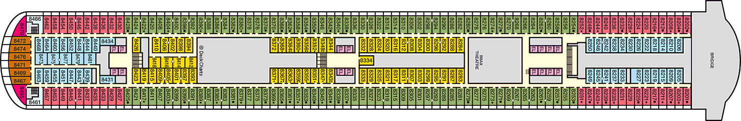 Планы палуб Carnival Vista: Палуба 8
