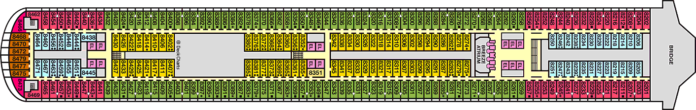 Планы палуб Carnival Breeze: Палуба 8