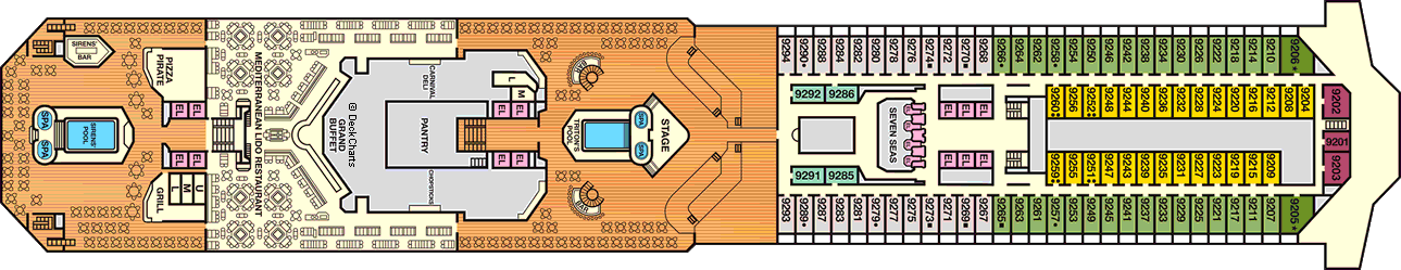 Планы палуб Carnival Victory: Палуба 9 Lido