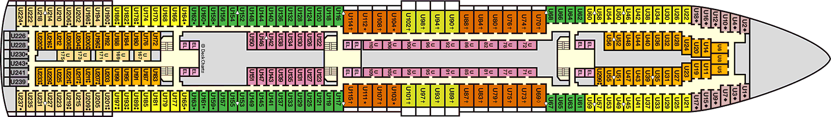 Планы палуб Carnival Ecstasy: Палуба 6 Upper