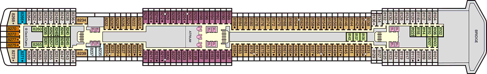 Планы палуб Carnival Legend: Палуба 8 Panorama