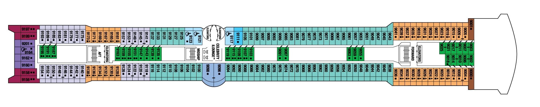 Планы палуб Celebrity Millennium: Палуба 9