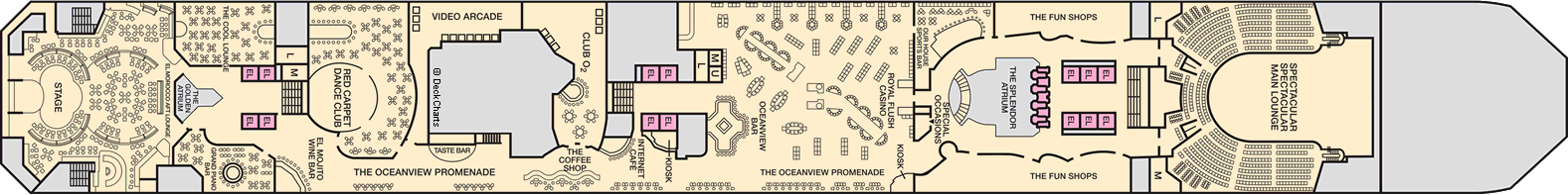 Планы палуб Carnival Splendor: Палуба 5 Promenade