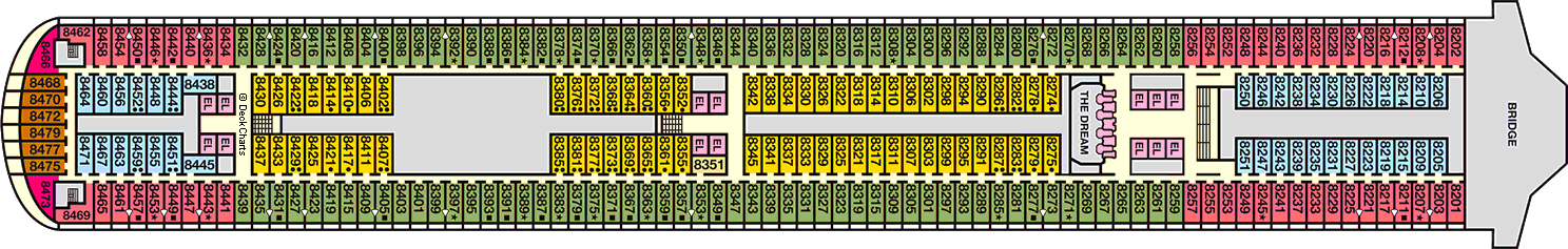 Планы палуб Carnival Dream: Палуба 8 Verandah