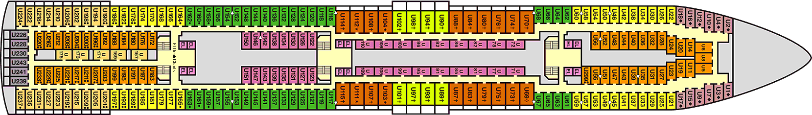 Планы палуб Carnival Sensation: Палуба 6 Upper