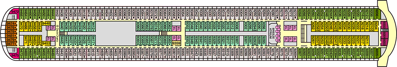 Планы палуб Carnival Breeze: Палуба 9