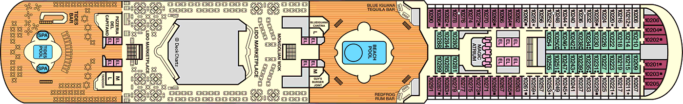 Планы палуб Carnival Magic: Палуба 10 Lido