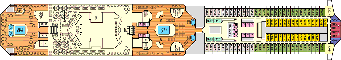 Планы палуб Carnival Conquest: Палуба 9 Lido