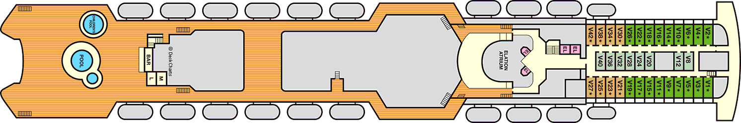Планы палуб Carnival Elation: Палуба 11 Verandah
