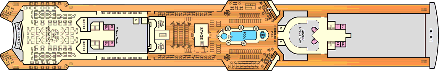 Планы палуб Carnival Fantasy: Палуба 10 Lido
