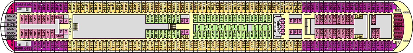 Планы палуб Carnival Breeze: Палуба 6