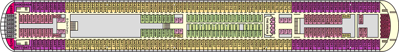 Планы палуб Carnival Dream: Палуба 6 Upper