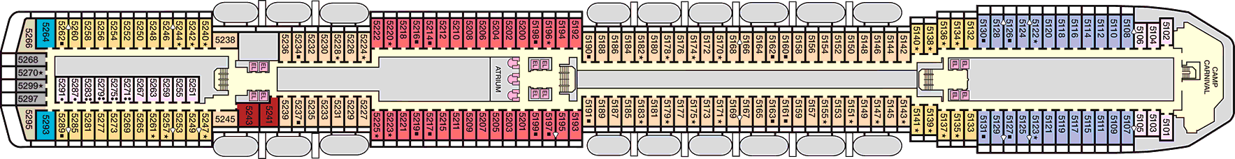 Планы палуб Carnival Legend: Палуба 5 Upper