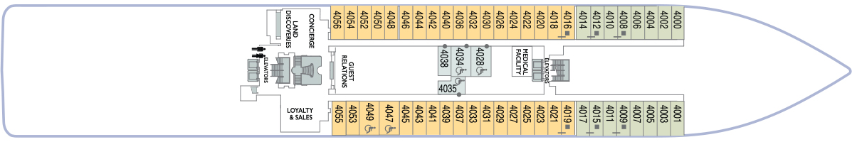 Планы палуб Azamara Journey: Палуба 4