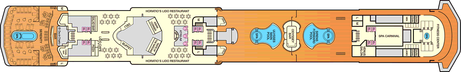 Планы палуб Carnival Miracle: Палуба 9 Lido