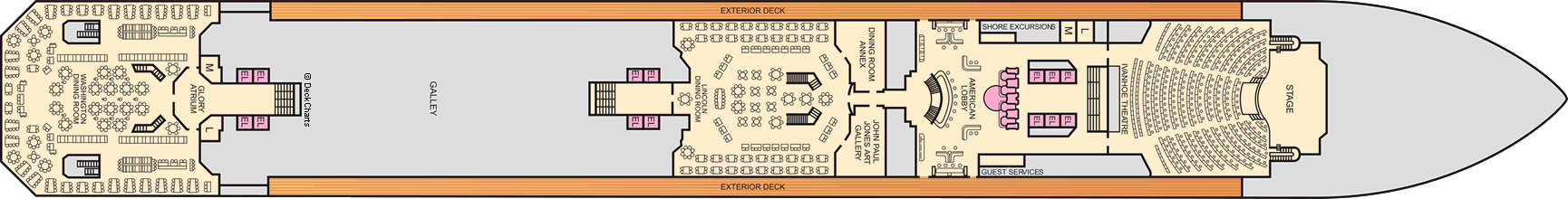 Планы палуб Carnival Valor: Палуба 3 Lobby