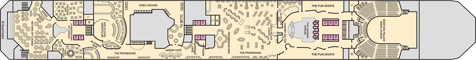 Планы палуб Carnival Liberty: Палуба 5 Promenade
