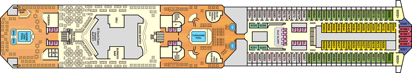 Планы палуб Carnival Glory: Палуба 9 Lido