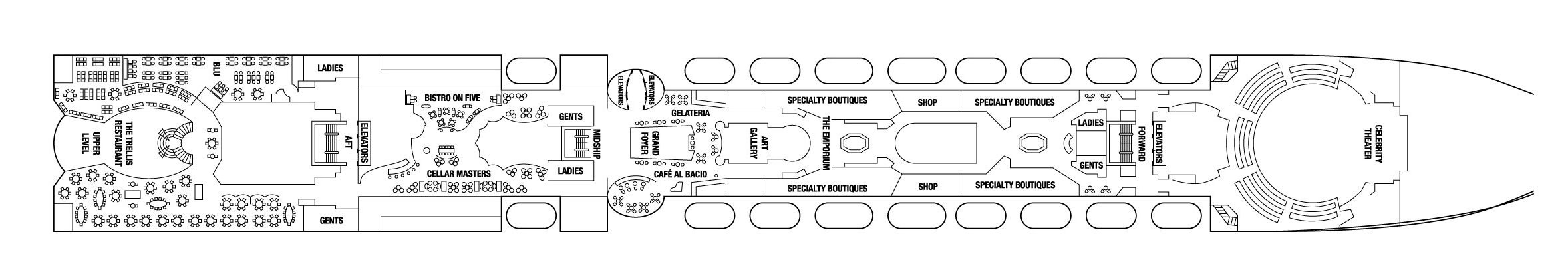 Планы палуб Celebrity Infinity: Палуба 5