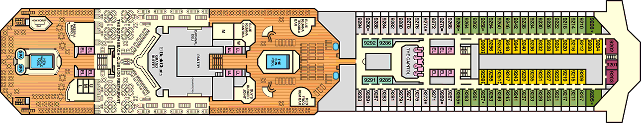 Планы палуб Carnival Triumph: Палуба 9 Lido
