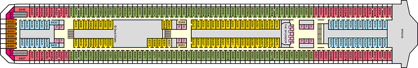 Планы палуб Carnival Splendor: Палуба 8 Verandah