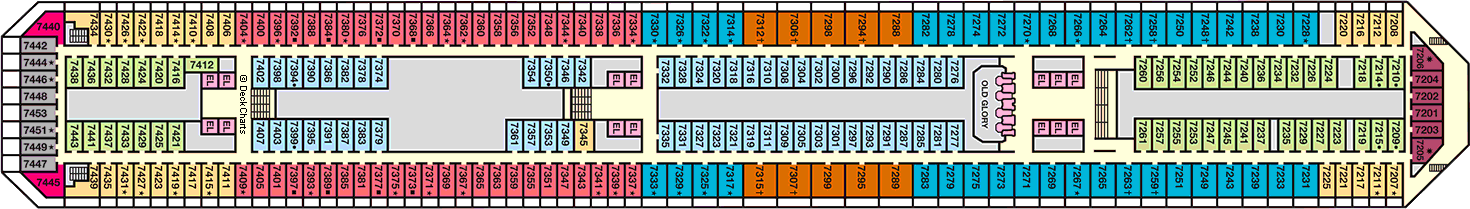 Планы палуб Carnival Glory: Палуба 7 Empress