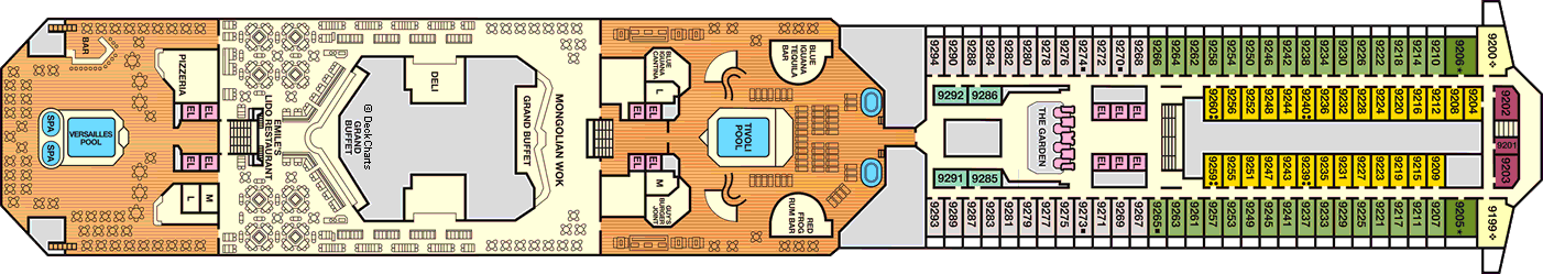 Планы палуб Carnival Liberty: Палуба 9 Lido
