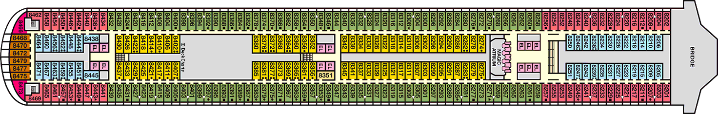 Планы палуб Carnival Magic: Палуба 8 Verandah