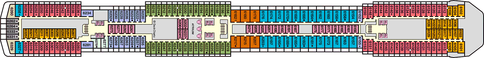 Планы палуб Carnival Miracle: Палуба 6 Empress