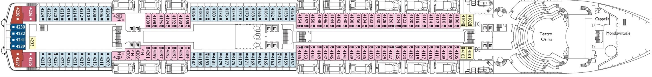 Планы палуб Costa Mediterranea: Палуба 4 Teseo