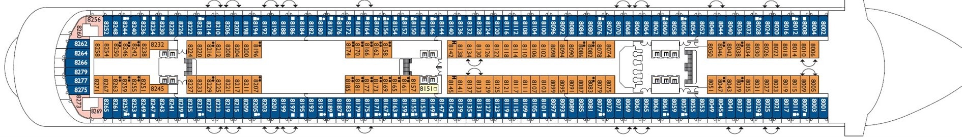 Планы палуб Costa Diadema: Deck 8 Star Of India