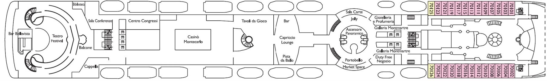 Планы палуб Costa Victoria: Палуба 7 Carmen