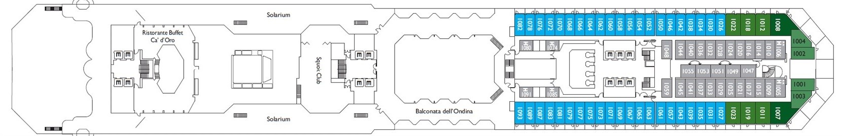 Планы палуб Costa Favolosa: Палуба 10 Escorial