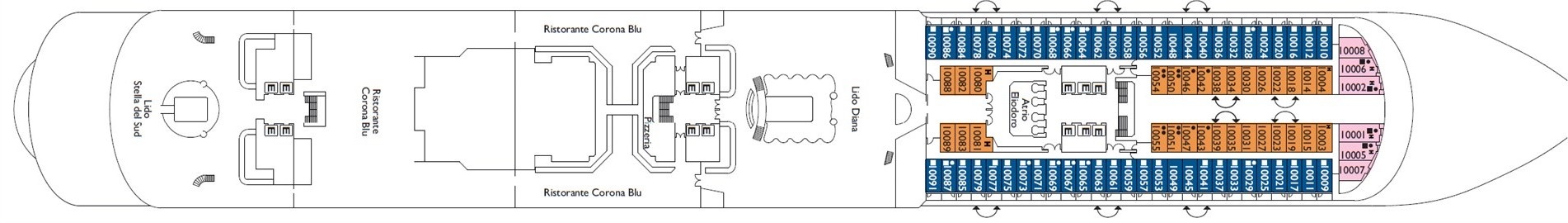 Планы палуб Costa Diadema: Deck 10 Hortenzia