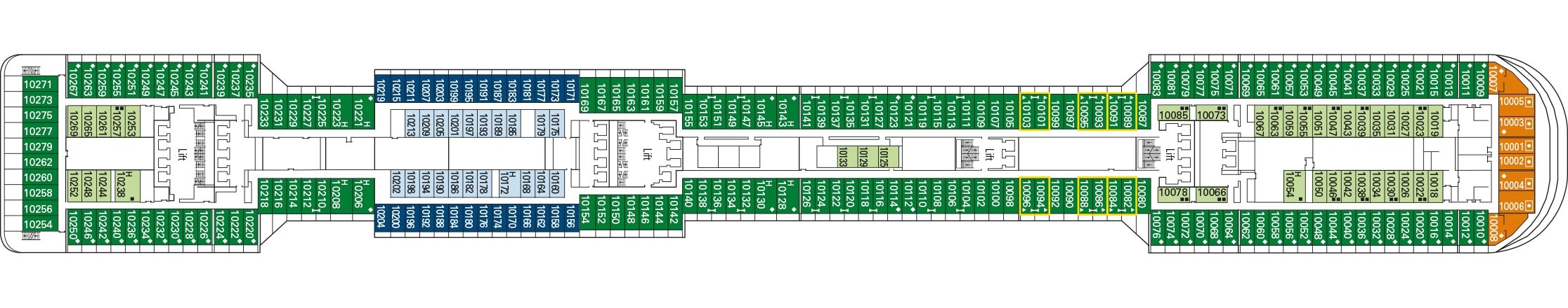 Планы палуб MSC Divina: Палуба 10 - Giunone