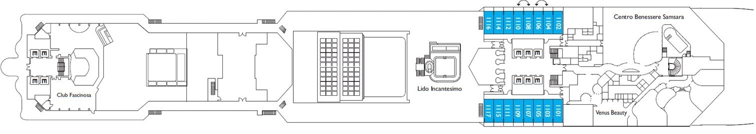 Планы палуб Costa Fascinosa: Палуба 11 Tosca