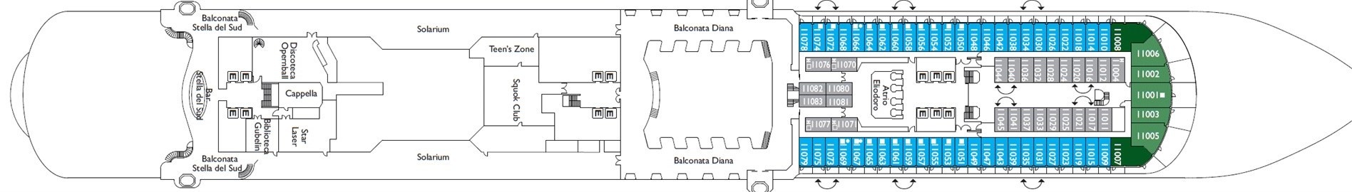 Планы палуб Costa Diadema: Deck 11 Timur