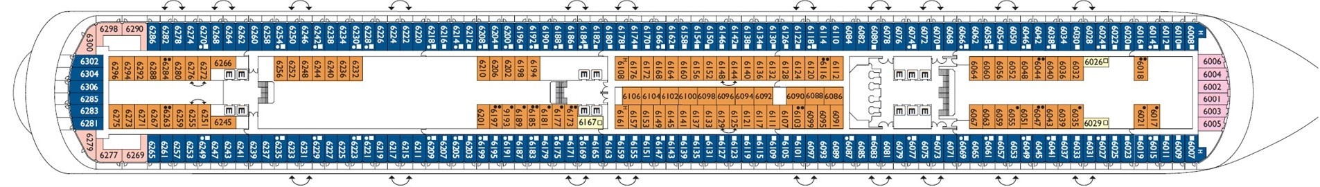 Планы палуб Costa Diadema: Deck 6 Braganza