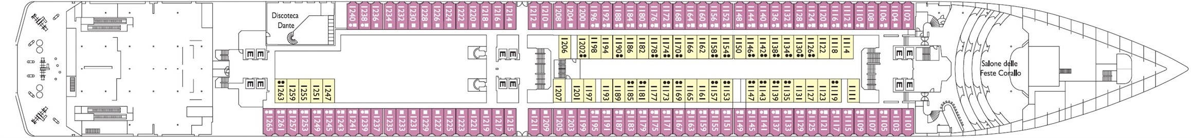 Планы палуб Costa Atlantica: Палуба 1 Luci Del Varieta