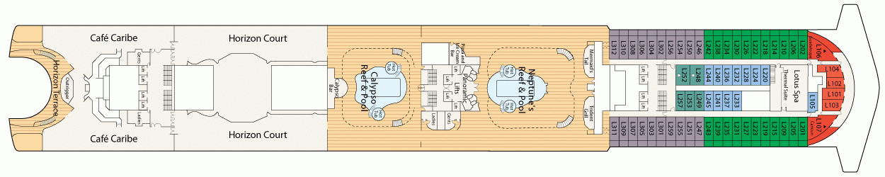 Планы палуб Emerald Princess: Палуба 15