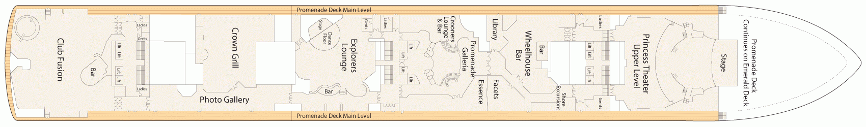 Планы палуб Crown Princess: Палуба 7