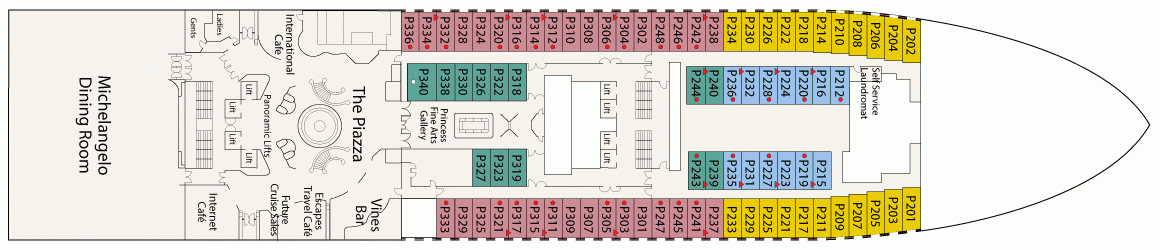 Планы палуб Ruby Princess: Палуба 5 - Plaza