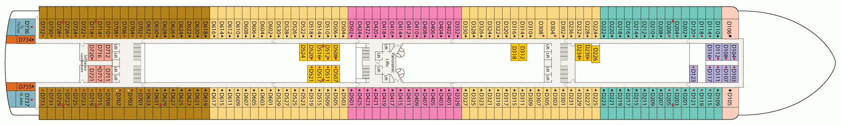 Планы палуб Crown Princess: Палуба 9