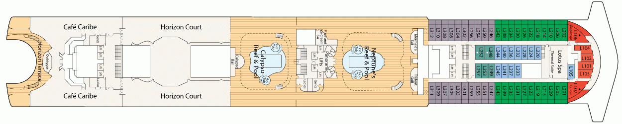 Планы палуб Ruby Princess: Палуба 15 - Lido