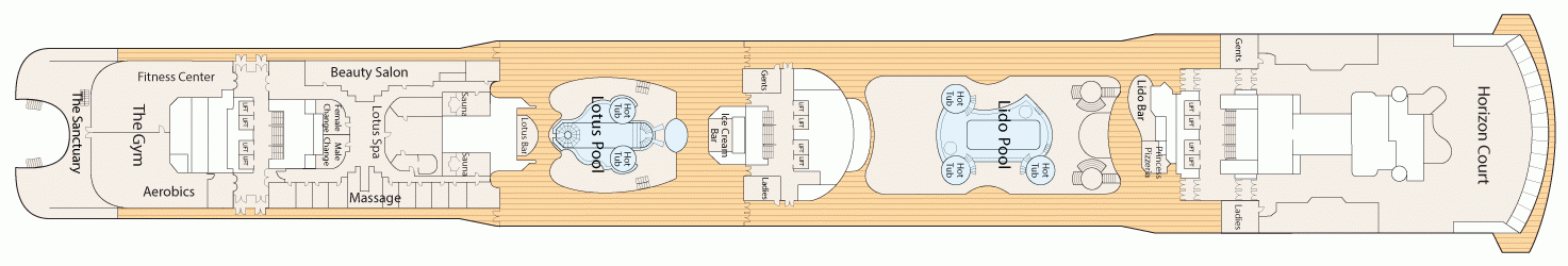 Планы палуб Coral Princess: Палуба 14