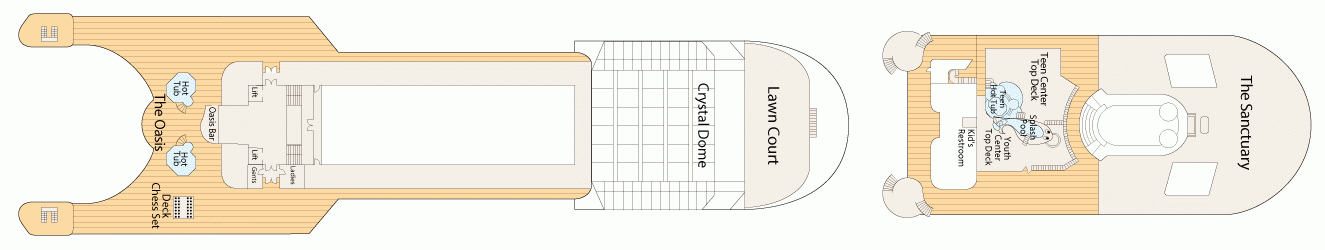 Планы палуб Golden Princess: Палуба 16