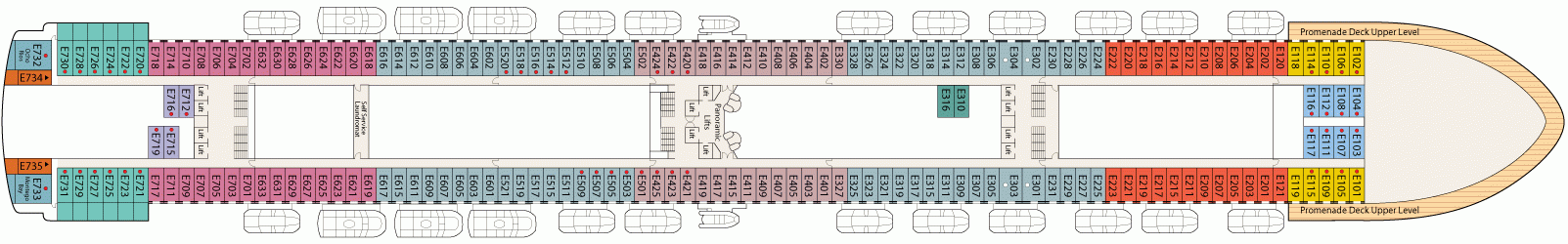 Планы палуб Caribbean Princess: Палуба 8