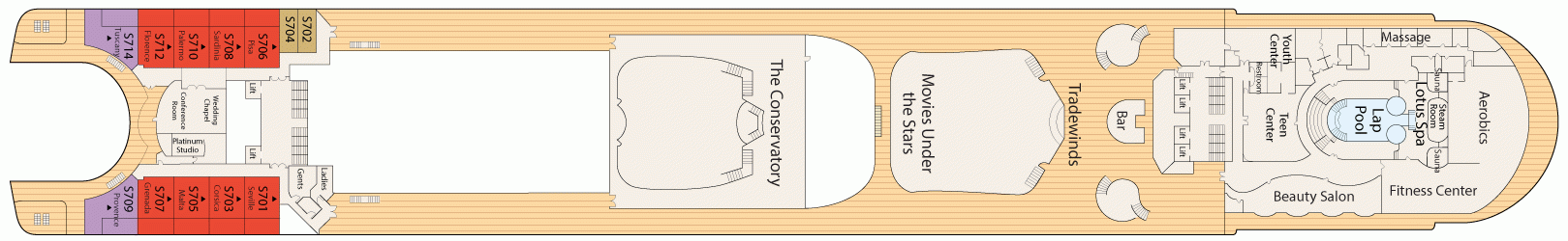 Планы палуб Golden Princess: Палуба 15